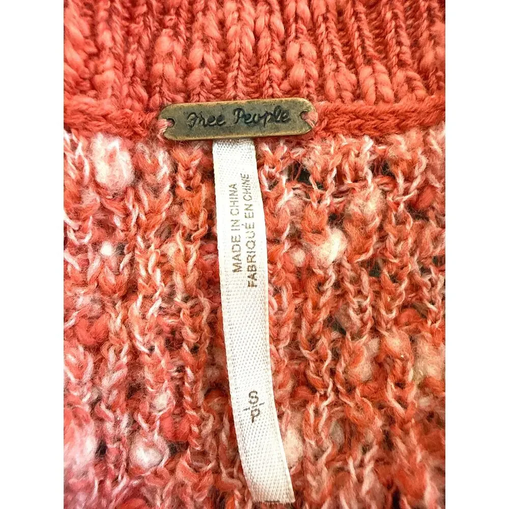Free People Coral Chunky Knit Sweater Oversized Slouchy Pullover Women’s Small